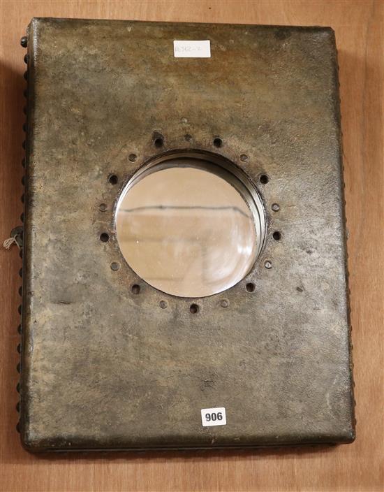 An Industrial mirror W.45cm